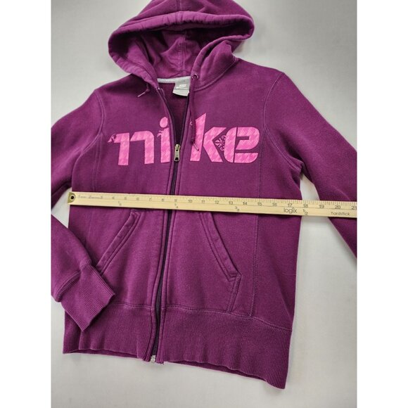 Nike Full Zip Hoodie Women S Purple Spell Out Logo Pockets Activewear Activewear - Picture 5 of 11